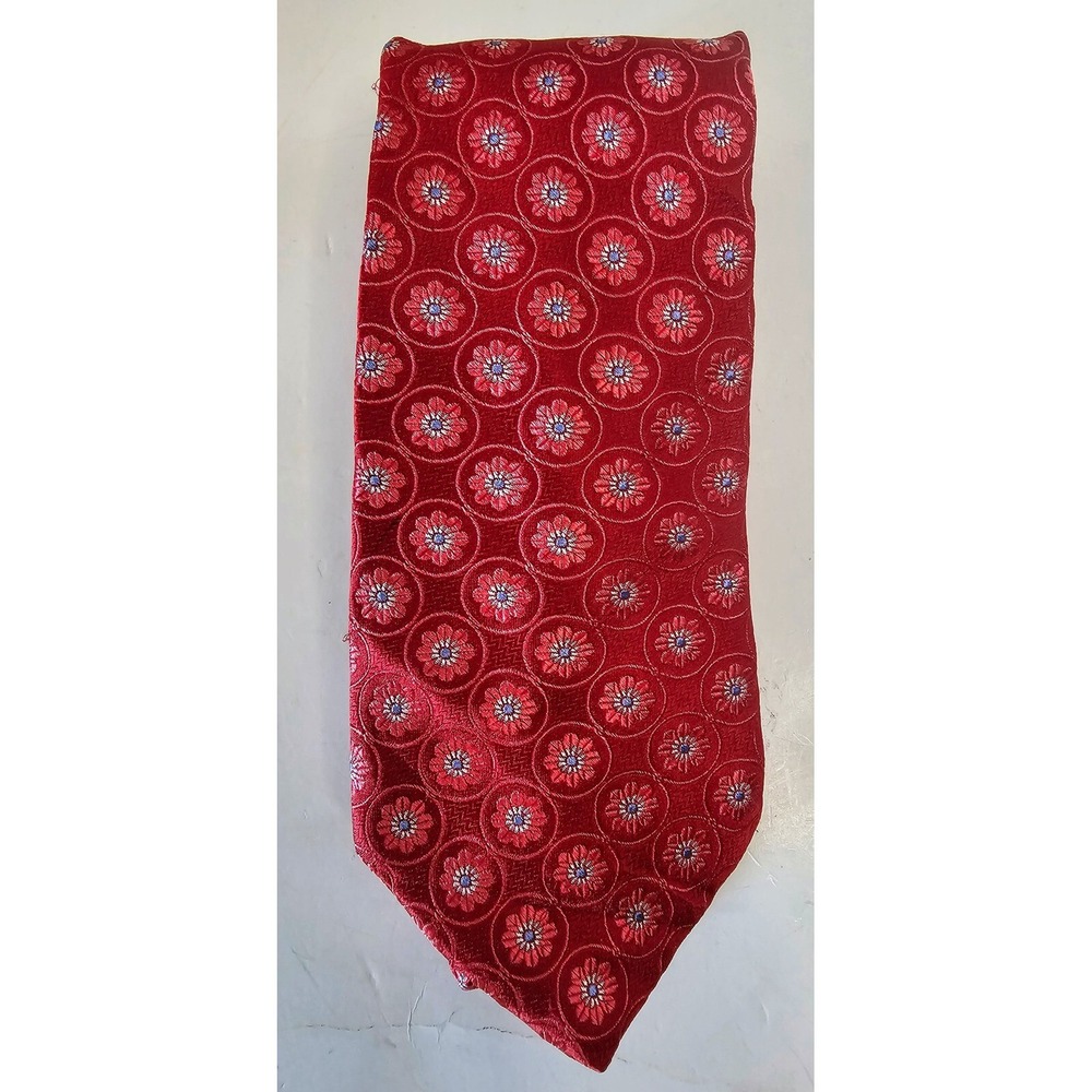 VTG Ike Behar Silk Necktie Floral Medallion Pattern Hand Tailored USA